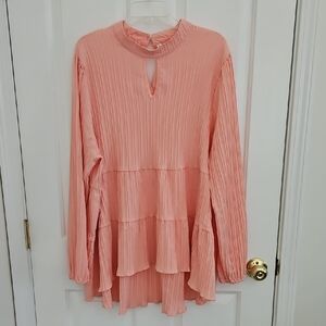 Pleated Peach Long Sleeve Women's Top!!